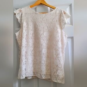 Anne Klein Cream Lace Blouse - Size Large